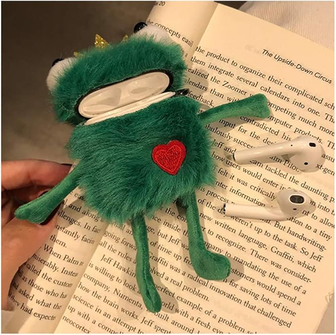 SGVAHY Furry Case for AirPods Pro 3rd Generation Funny Cute 3D Cartoon Plush Design Soft Warm Fluffy AirPod Pro 3 Cover with Keychain Kawaii Anti-Fall Protective Case Women Girls(Frog)