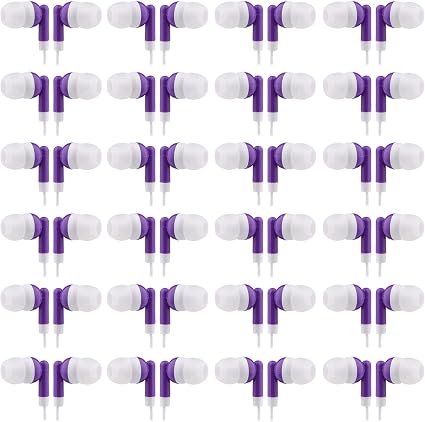 CN-Outlet Wholesale Bulk Eearbuds Headphones 100 Pack for Kids,Classroom,Labs,Students and Adults(Purple)