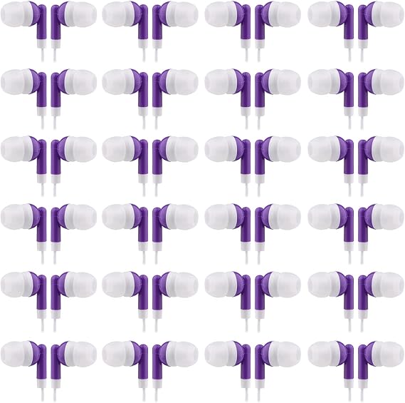 CN-Outlet Wholesale Bulk Eearbuds Headphones 100 Pack for Kids,Classroom,Labs,Students and Adults(Purple)