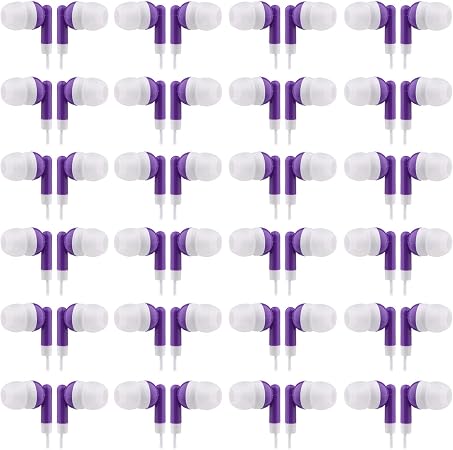 CN-Outlet Wholesale Bulk Eearbuds Headphones 100 Pack for Kids,Classroom,Labs,Students and Adults(Purple)