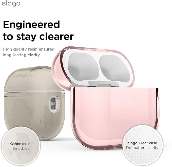 elago Clear Case Compatible with AirPods Pro 3 Case Clear Cover - Lanyard Included, Strap Included, Reduced Yellowing, Shockproof, Full Protection, Soft TPU (Lovely Pink)