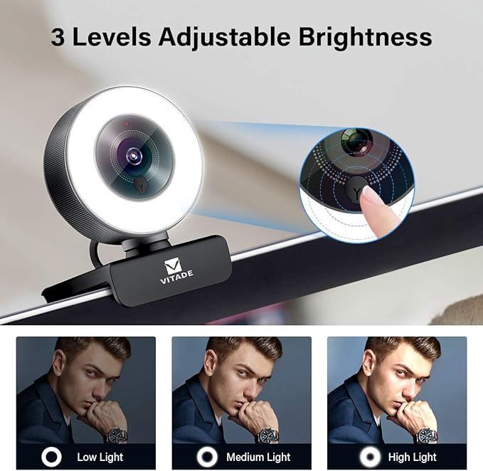 Streaming Webcam 1080P, 960A HD Web Camera USB Web Cam for Gaming Conferencing Video Chatting Mac Windows Desktop Computer Laptop Wide Angle Webcam with Ring Light & Microphone & Tripod