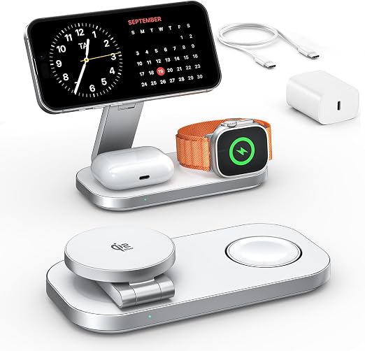 3-in-1 Charging Station for Apple Device, Qi2 25W Certified Magnetic Wireless Fast Charger Stand Compatible with MagSafe for iPhone 18/17/16/15/14/13/12/Air/Duo Series, Apple Watch & AirPods - Image 6