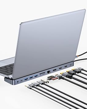 Baseus Laptop Docking Station, 4K Multitasking Docking Station with 2 HDMI+DP, PD, 3 USB-A, RJ45, Audio, TF/SD Card Reader, USB Hub Compatible for MacBook/Dell/HP/Surface/Lenovo - Image 2