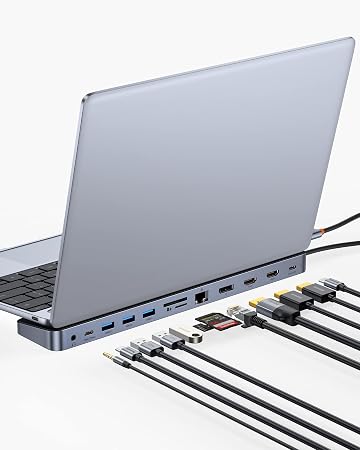 Baseus Laptop Docking Station, 4K Multitasking Docking Station with 2 HDMI+DP, PD, 3 USB-A, RJ45, Audio, TF/SD Card Reader, USB Hub Compatible for MacBook/Dell/HP/Surface/Lenovo - Image 3