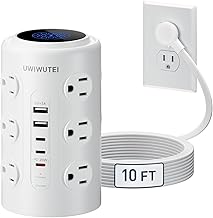 10FT Tower Power Strip with Dedicated 20W PD USB-C Port - Image 1
