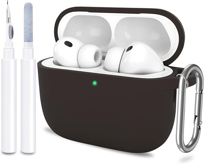ATUAT for AirPods Pro 3 Case Cover with Cleaner, Protective Soft Silicone Skin with Keychain for Women Men for Apple AirPods Pro 3rd Generation Case(2025), Front LED Visible, Coffee