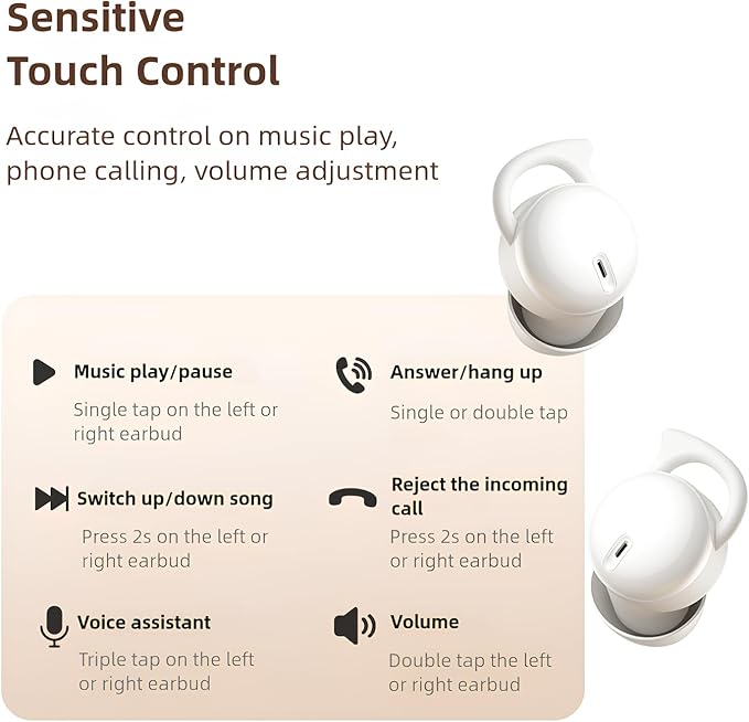 Sleepals Touch Wireless Sleep Earbuds with Smart Charging Case, Noise Reducing Headphones for Side Sleepers, Touch Screen Display (White)