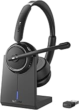 Wireless Headset with Mic for Work, Bluetooth Headset with Microphone (Noise Cancelling & Mute Button), Wireless Headphones with Mic for Work from Home/Office/PC/Call Center/Computer/Laptop/Teams/Zoom - Image 1