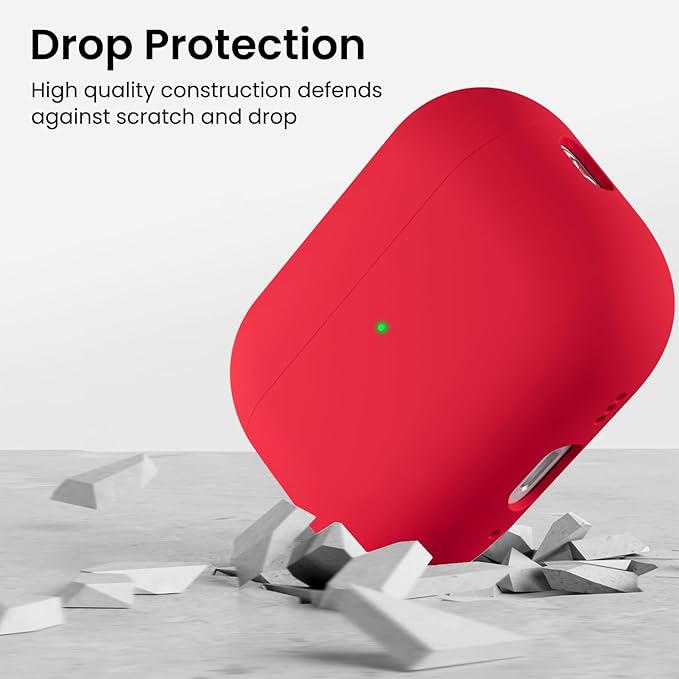 ORNARTO Compatible with AirPods Pro 3 Case 2025, Full Protective Hybrid Silicone for AirPods Pro 3rd Generation Case, Front LED Visible Skin Cover-Red