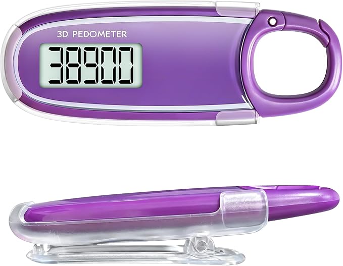3D Pedometer for Walking with Removable Clip and Carabiner Simple Step Counter for Walking Accurate Clip On Step Tracker for Men Women Kids