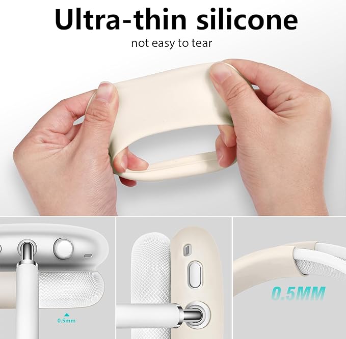 Filoto Case for Airpods Max Headphones,Ear Pad Case Cover/Ear Cups Cover/Headband Covers for AirPods Max (USB-C/Lightning)(2024/2020),Silicone for Apple Airpod Max,Accessories Cases (Stone)