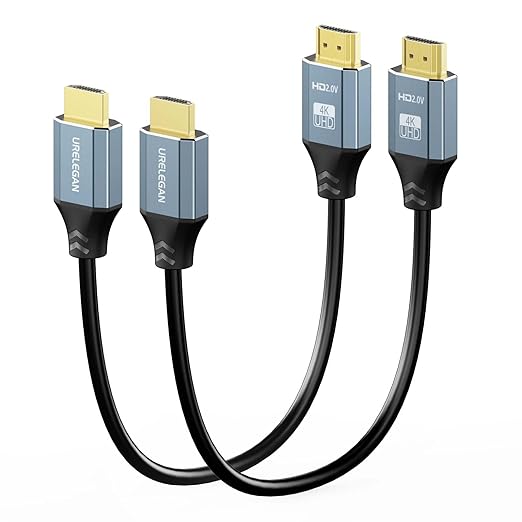 Short HDMI Cable 1FT 2-Pack,1Feet HDMI 2.0 Cable Short High Speed 4K HDMI Shielded Cord 12 inch with HDR, Ethernet/ARC, 3D, HDCP 2.2 for PC, Monitor, Roku/LG TV, PS4/PS5, Xbox, Switch, Soundbar,Camera