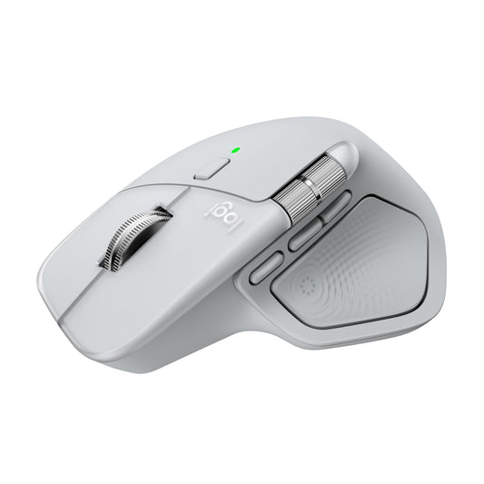 Logitech MX Master 4 for Mac, Ergonomic Bluetooth Mouse with Advanced Performance Haptic Feedback, Ultra-Fast Scrolling, USB-C Charging, MacOS, iPadOS, Windows - White Silver