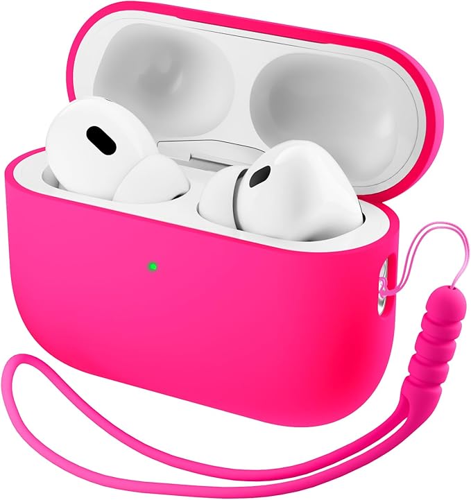ORNARTO Compatible with AirPods Pro 3 Case 2025, Full Protective Hybrid Silicone for AirPods Pro 3rd Generation Case, Front LED Visible Skin Cover-Hot Pink