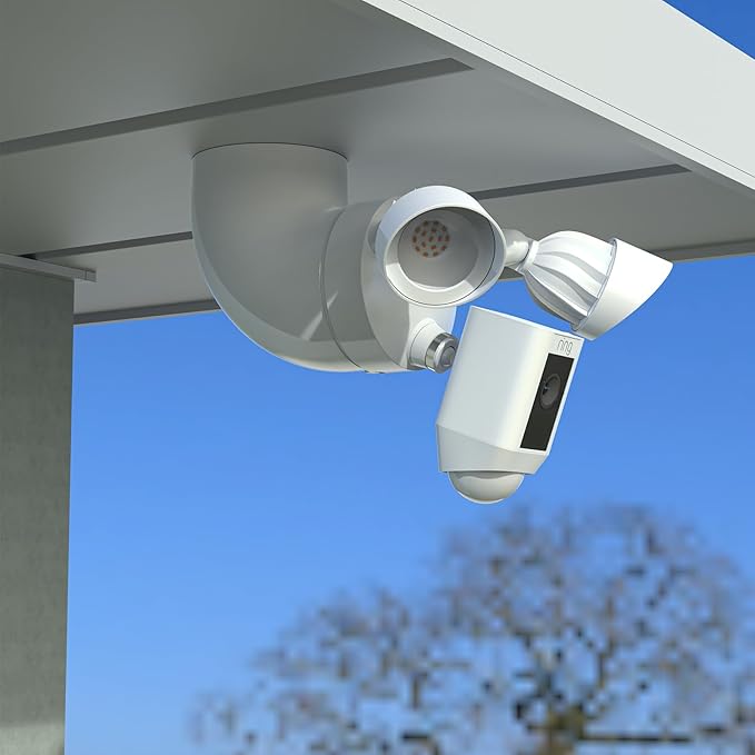 Outdoor Camera Eave Mount Bracket Compatible with R-ing Floodlight Cam Wired Pro/Plus,Blink Wired Floodlight and WYZE Floodlight v2,REOLINK Elite Floodlight WiFi Cameras (White)