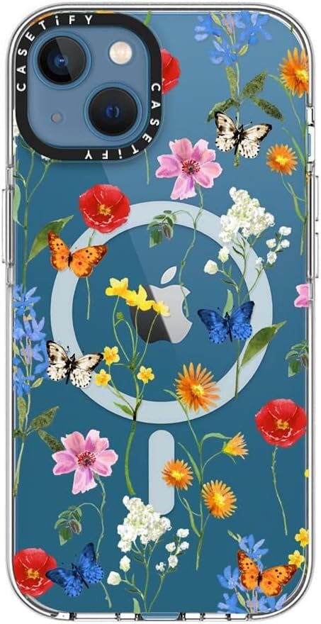 CASETiFY Clear iPhone 13 Case [Not Yellowing / 6.6 ft. 3X Military Grade Drop Protection/Compatible with Magsafe] - Millennial- Ditsy Floral - Clear