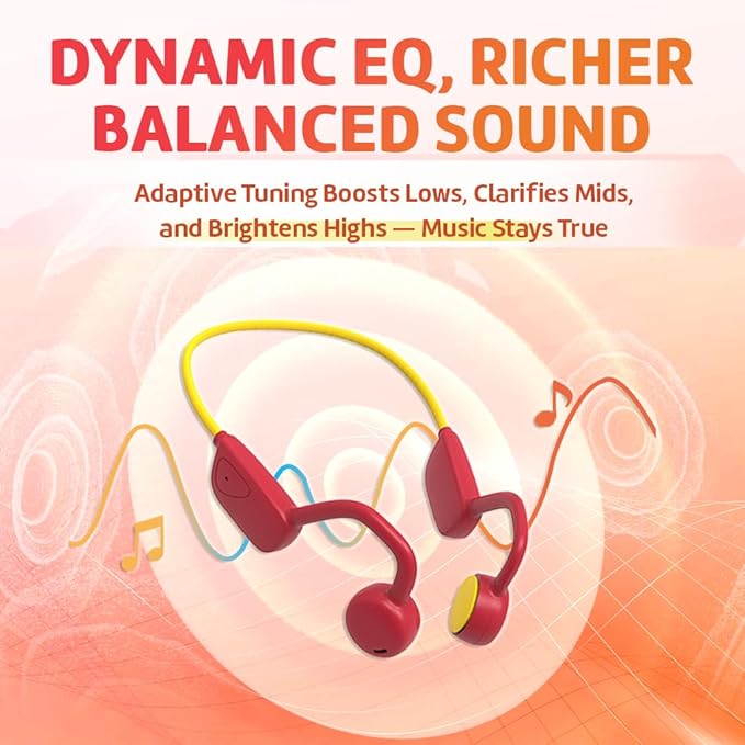 Kids Bluetooth Headphones, Air Conduction Open-Ear Headphones, Mic/Touch, 85dB Limit, Parental Control, Clear Audio, Lightweight, Rugged & Durable, IP54/20H, Earbuds for School/Travel -Purple
