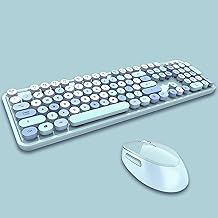 2.4G Full-Size Wireless Keyboard and Mouse Combo, Multi-Color Typewriter Style Round Keycap, Cute Candy Colors, Compatible with Notebook, PC (104 Keys,Blue) - Image 1