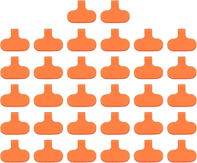 PATIKIL 2.4 x 1.5 Inch Cable Labels, 32 Pcs Electronic Cable Identification Tags Nylon Write on Wire Labels Oval Cord Tags Labeling for Electronics Management Organization, Orange