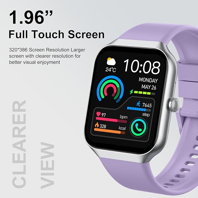 Smart Watch (Answer/Make Calls), 1.96" HD Screen SmartWatch for Men Women 113+ Sport Modes, Fitness Activity Tracker Heart Rate/Sleep Monitor/Pedometer, IP68 Waterproof, Smart Watches for Android iOS