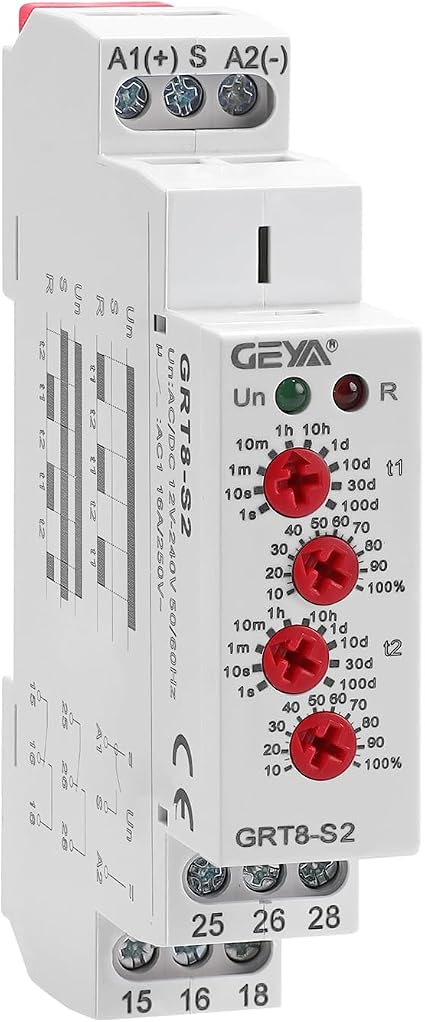 Asymmetric Cycle Timer 2SPDT Relay 16A AC/DC12V-240V Electronic Repeat Relay(GRT8-S2,AC/DC12V-240V)