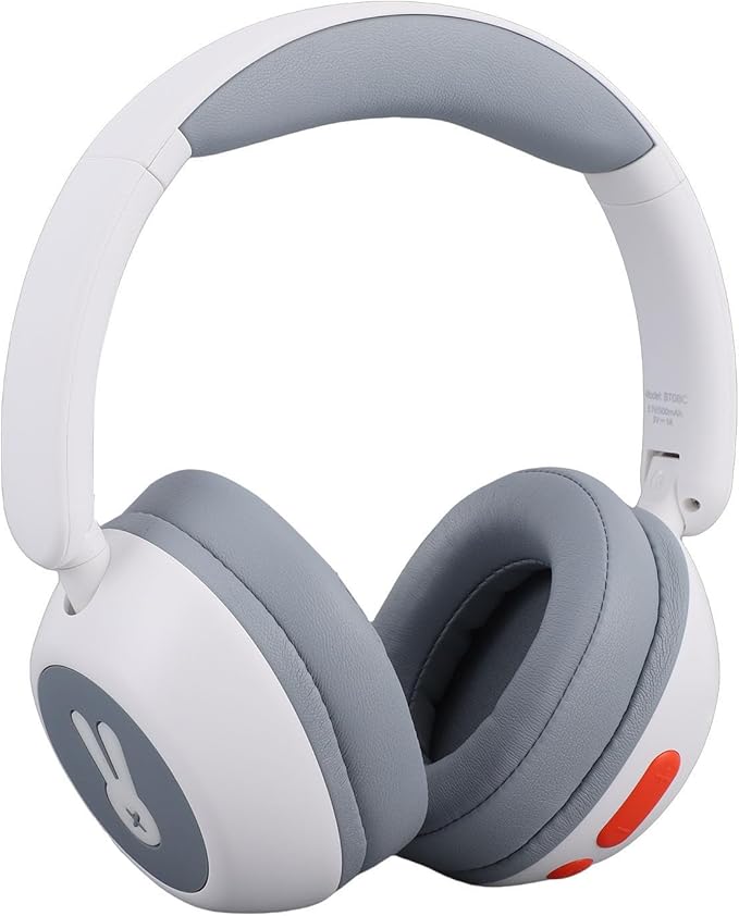 Kids Bluetooth Headphones, Wireless Headset with Volume Limit 85dB, 25H Playtime and LED Lights, Foldable Comfortable Design, Ideal for Children Teens Travel (White)