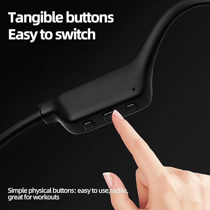 Swimming Headphones, IP68 Waterproof Bone Conduction Headphones,Open Earphones 8GB Memory with Bluetooth Sport Headsets for Swimming Pool Running Cycling-Black