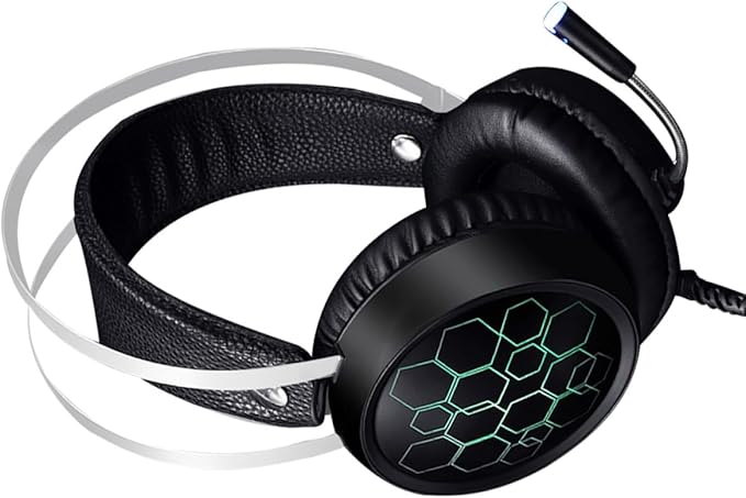 TEHAUX Gaming Headset USB 7.1 Surround Sound Over-Ear Headphone with Mic RGB Light Wired Computer Headphones for PC Online Gaming and Esports