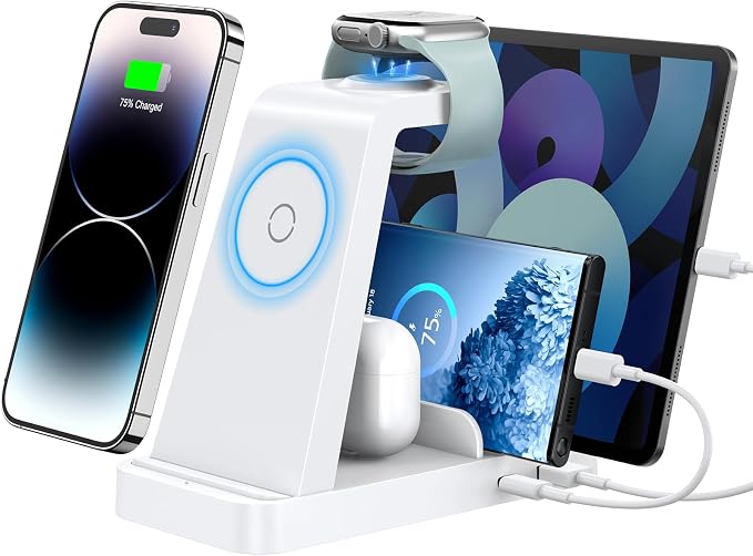 5 in 1 Wireless Charging Station: Magnetic Charging Dock for phone16e 16 15 14 13 12 Pro Max, Pro/4/3/2, Watch Ultra/SE/Series, with 36W Adapter White - Image 8