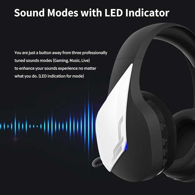 Zalman HPS700 Archer, Wireless Headset with Gaming, Music, Live Sound Modes, LED Indicator, Detachable Microphone, USB-C to A Charging Cable (White)…