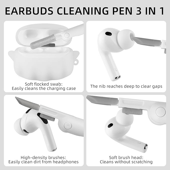 for AirPods Pro 3 Case Cover 2025 with Cleaner kit, Glow-in-The-Dark Cute Ghost Case for Apple AirPods Pro 3rd Generation, Soft Silicone Anime Funny AirPods Pro 3 Case for Women Men