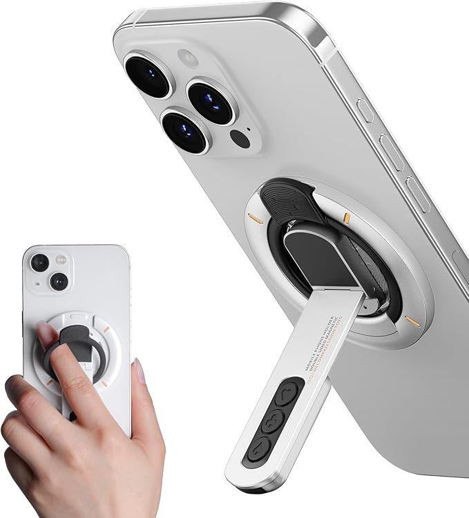 Magnetic Phone Grip Removable,Double-Sided Magnet iPhone Holder,Adjustable 360° Rotation Phone Kickstand Innovative Pressure-Relief Cellphone Stand with Ring Compatible for All Phones