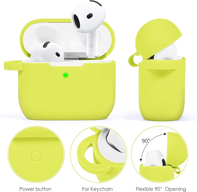 Case Compatible for Apple Airpods 4 - VISOOM Airpods 4 Cases 2024 Cover Women Anti-Drop Silicone iPods 4 Earbuds Wireless Accessorie Charging Cases Girl Bling Keychain for Airpod iPods 4th Generation