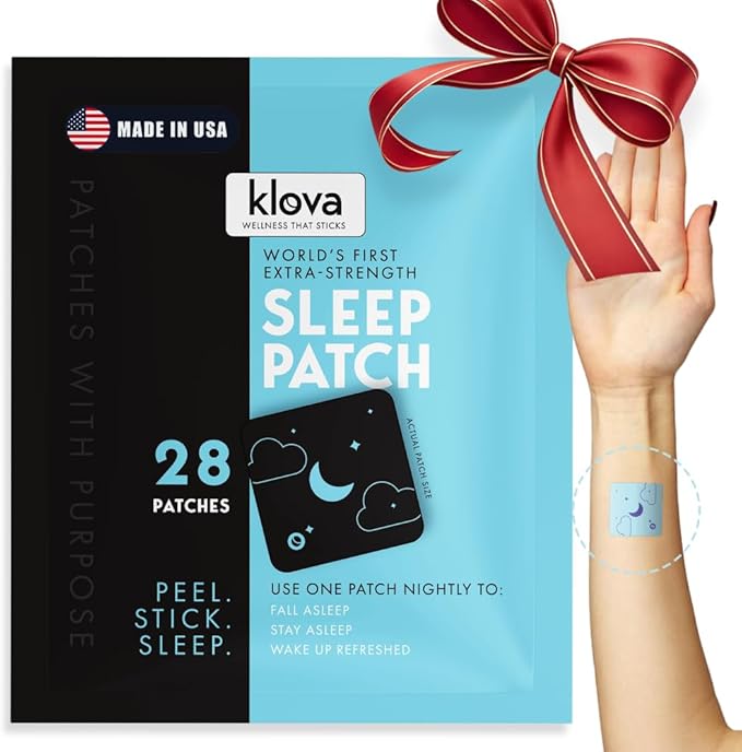 Klova Extra Strength Sleep Patches for Adults | Natural Sleep Aid with 6mg Melatonin, Valerian & L-Theanine | Non-Habit-Forming Deep Sleep Support for Men & Women | 28 Patches