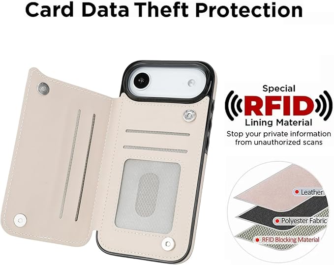uCOLOR for iPhone 17 Air Wallet Case with Card Holder PU Leather RFID Blocking Design iPhone Air flip case for Women Men Magnetic Clasp Kickstand Design 6.5 inch (Dune Mirage Checkboard)