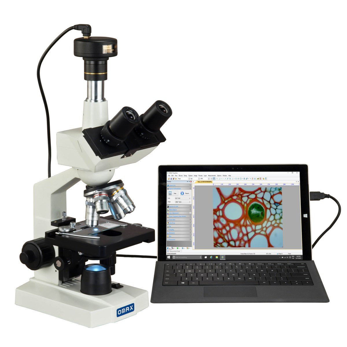 OMAX M83EZ-C50U 2500X Trinocular Digital Compound Microscope with 5 MP