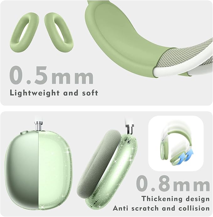 for AirPods Max case Cover,Anti-Scratch Ear Pad Case Cover/Ear Cups Cover/Headband Cover for AirPods Max. Clear Soft TPU and Silicone,Skin Scratch Proof.