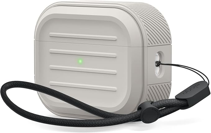 elago Armor Case Compatible with AirPods Pro 2 Case - Lanyard Included, Supports Wireless Charging, Shock Resistant, Full Protection (Stone)