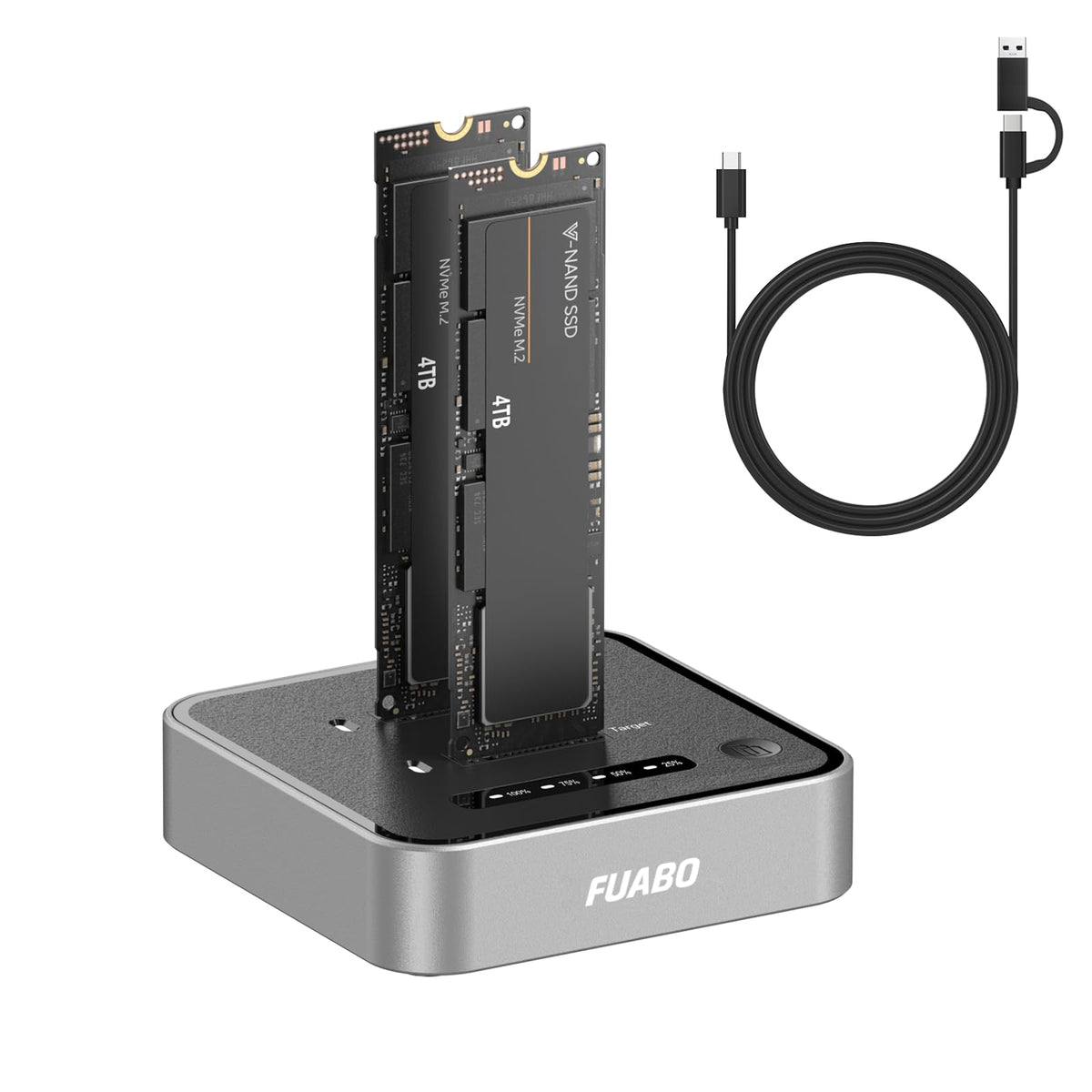 M.2 Duplicator Dual Bay NVMe SSD Cloner with USB-C, 20Gbps USB 3.2 Gen 2X2 Tool-Free M Key PCIE NVMe SSD Reader Docking Station