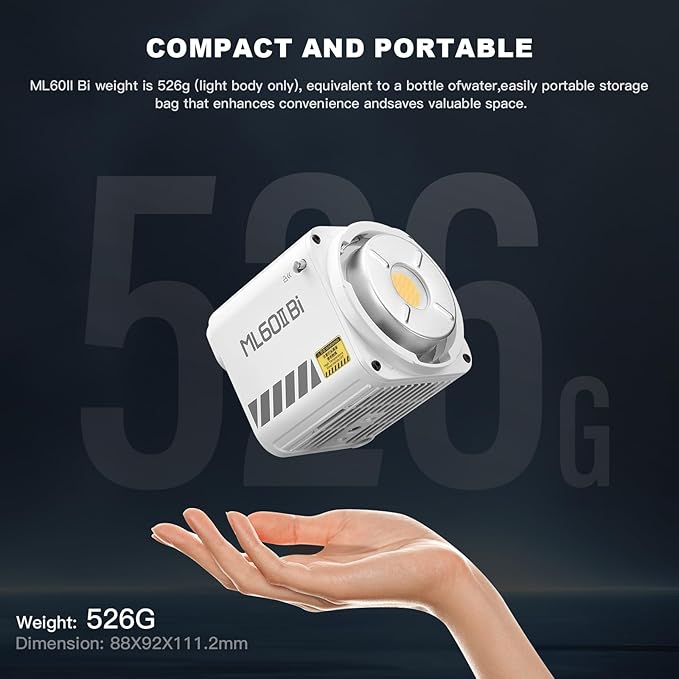 Godox ML60IIBi 70W LED Video Light, 2800-5600K Bi-Color Monolight Kit with 2xNP-F970 Battery, Bracket Handle CRI/TLCI 97+ App Control Portable Continous Output Lighting for Photography and Videography