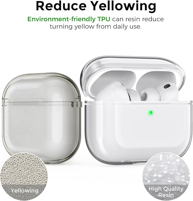 AhaStyle Clear Airpods Pro 3 Case Cover 2025 [Anti-Yellowing] Soft TPU Protective Skin for Apple AirPods Pro 3rd Generation Case with Cleaner Kit Support USB-C Charging Case and Wireless Charging
