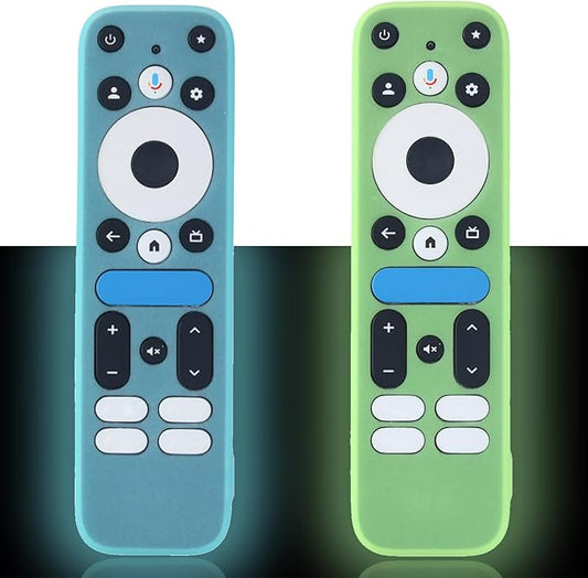 2 Pack Luminous Remote Cover Compatible with 2025 Onn Google TV Box 4K pro Remote, Shockproof Case for Onn Google TV Remote Controller, Lightweight Anti-Slip Skin-Friendly Silicone Skin Sleeve