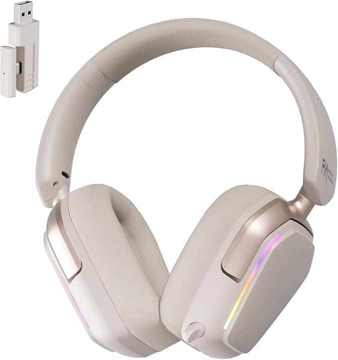 RK ROYAL KLUDGE G10 Gaming Headset with Microphone, Wireless/Bluetooth 5.3/Wired Gaming Headpones for PS5/4, Switch, PC, 40mm Dynamic Drivers, 7.1 Surround Sound, Platinum Grey