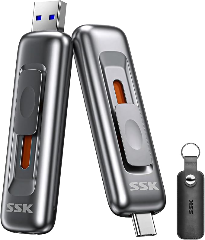 SSK USB Drive 2TB up to 550MB/s External SSD USB C+A 3.2 Thumb Drive