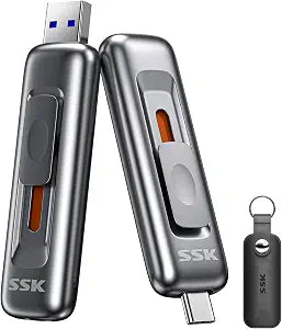 SSK USB Drive 2TB up to 550MB/s External SSD USB C+A 3.2 Thumb Drive