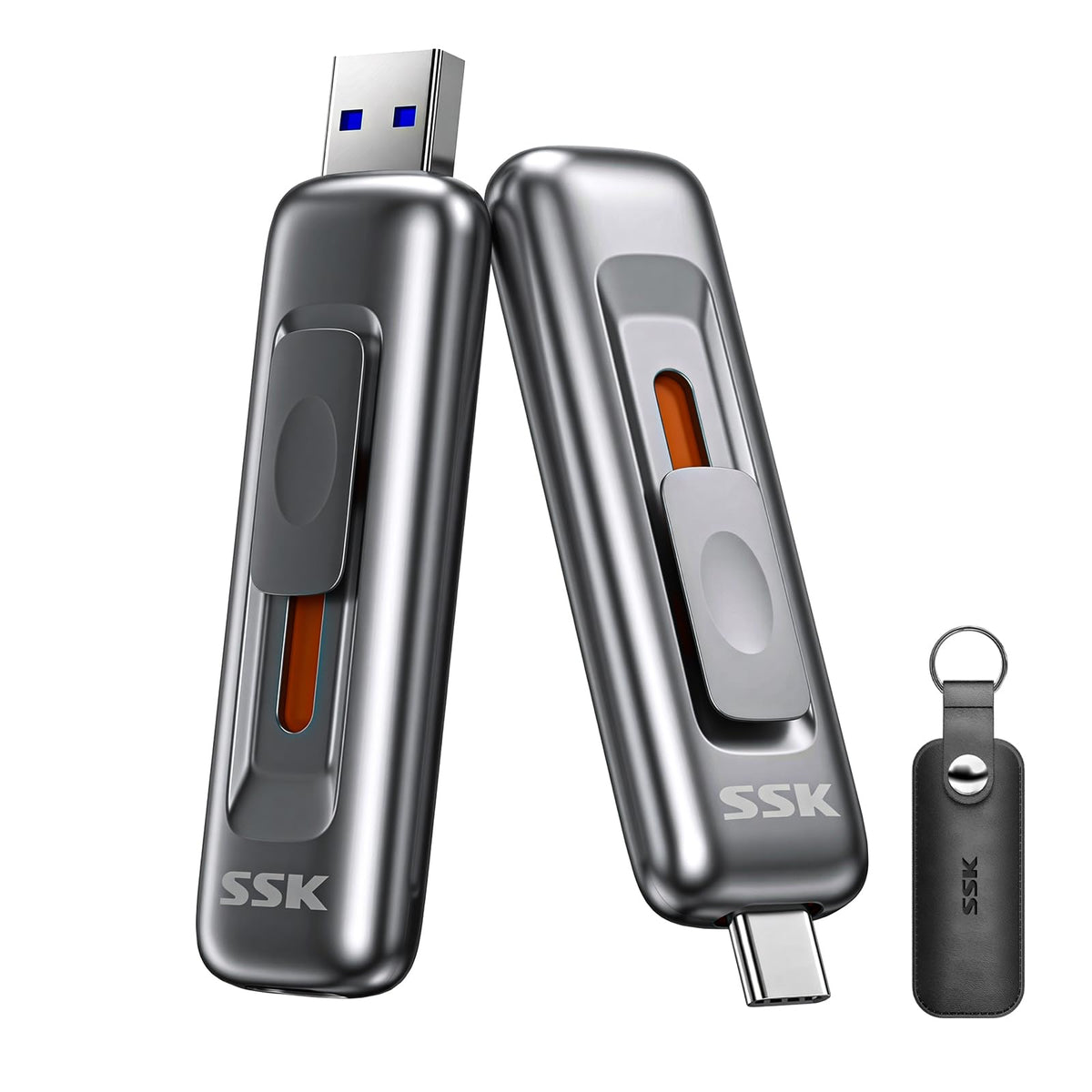 SSK USB Drive 256GB up to 550MB/s External SSD USB C+A 3.2 Thumb Drive