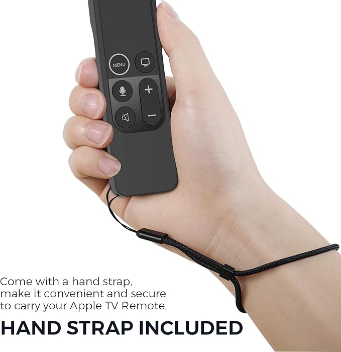 AhaStyle Protective Case for Apple TV Remote with AirTag Holder, Anti Slip Silicone Cover Compatible with 4K/HD Apple TV (Black)