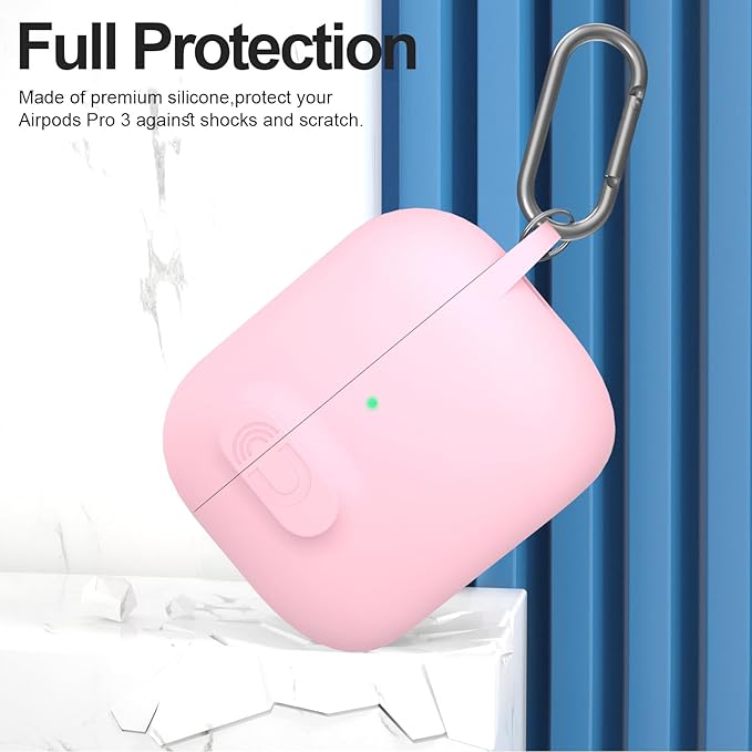 ATUAT for AirPods Pro 3 Case with Magnetic Lid Lock, Protective Soft Silicone Cover with Keychain Cleaner Kit for Women Men for Apple AirPods Pro 3rd Generation(2025), Front LED Visible, Pink