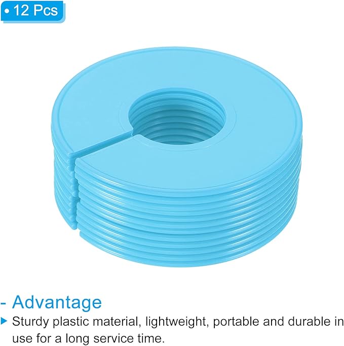 PATIKIL Clothes Dividers, 12 Pack Closet Clothing Rack Size Dividers Blank Labels Sorting Round Separator for Closet, Light Blue